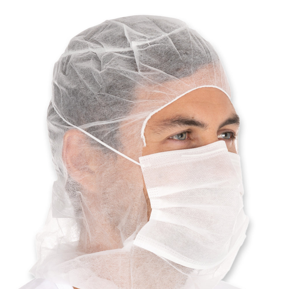 Astrohauben mit 2-lagiger Mund-Nasen-Maske | PP - weiß