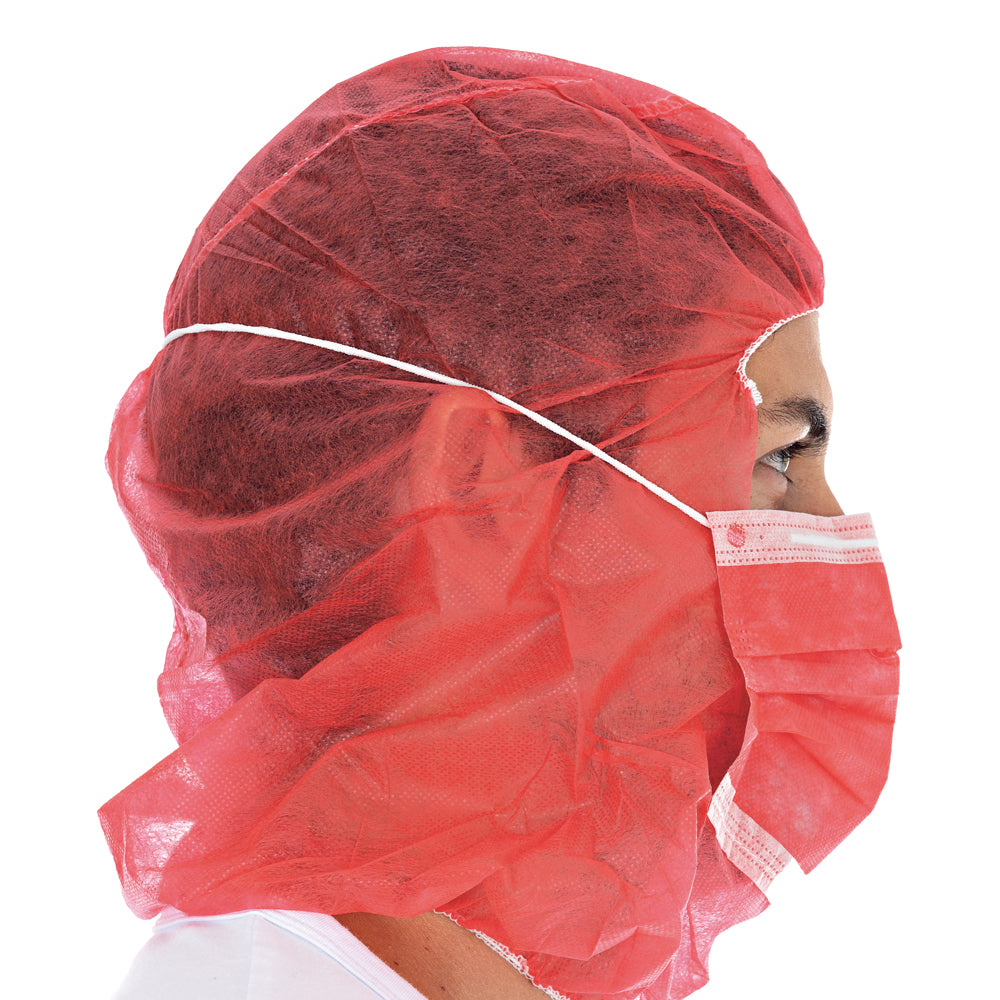 Astrohauben mit 2-lagiger Mund-Nasen-Maske | PP - rot