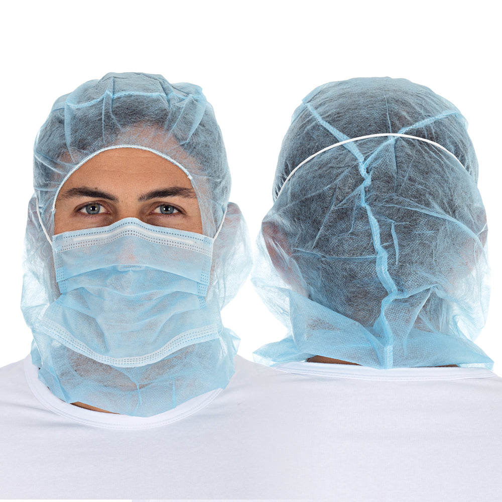 Astrohauben mit 2-lagiger Mund-Nasen-Maske | PP - blau