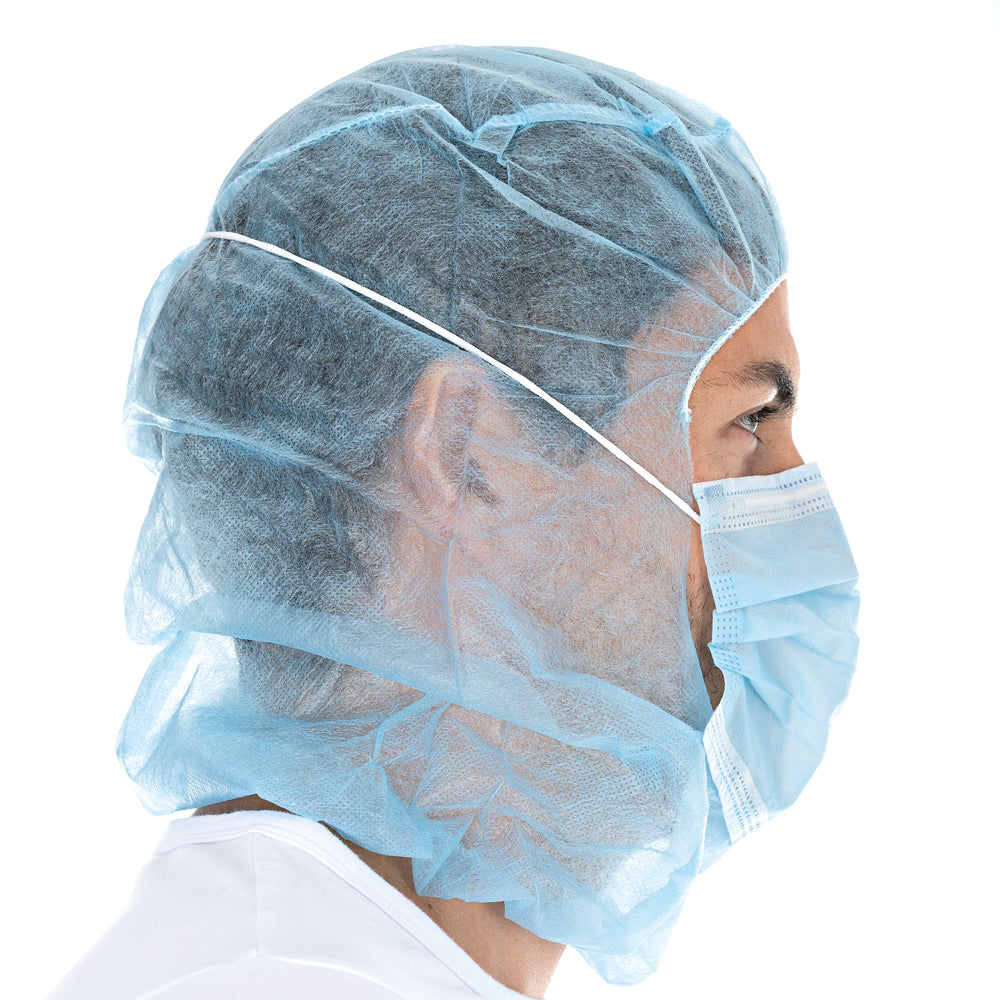 Astrohauben mit 2-lagiger Mund-Nasen-Maske | PP - blau