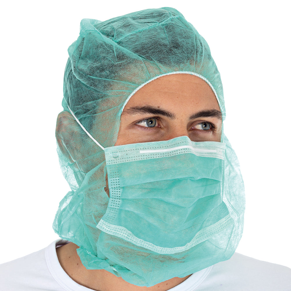 Astrohauben mit 2-lagiger Mund-Nasen-Maske | PP - grün