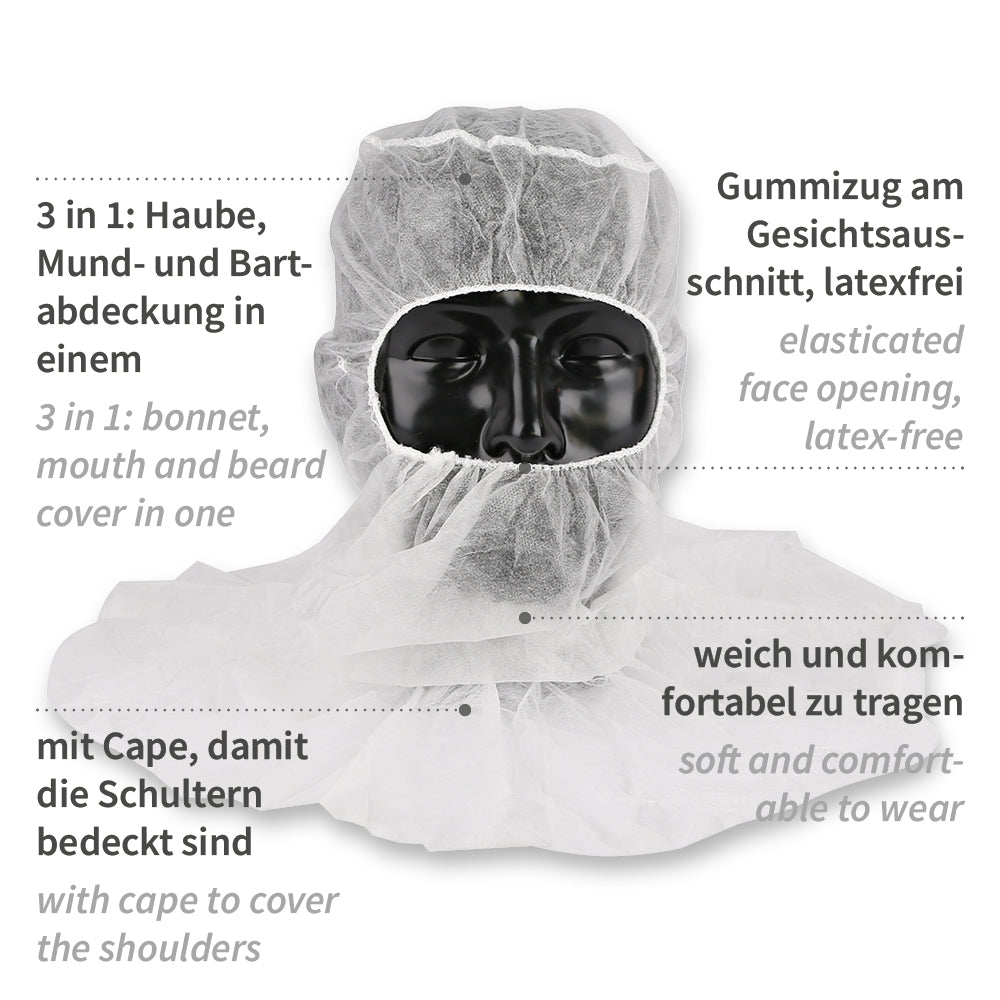 Astrohauben mit Cape | PP - weiß