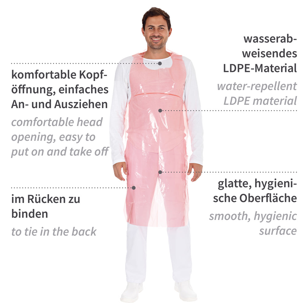 Einwegschürzen auf Rolle ca. 35 my | LDPE - rot