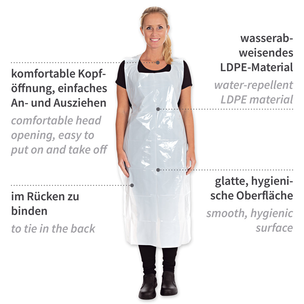 Einwegschürzen auf Rolle ca. 35 my | LDPE - weiß