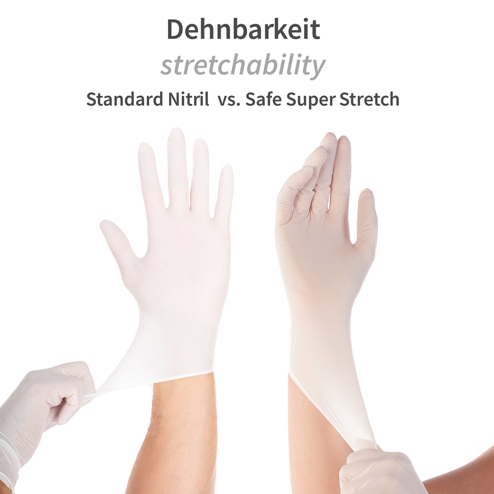 Nitrilhandschuhe Safe Super Stretch | puderfrei - weiß