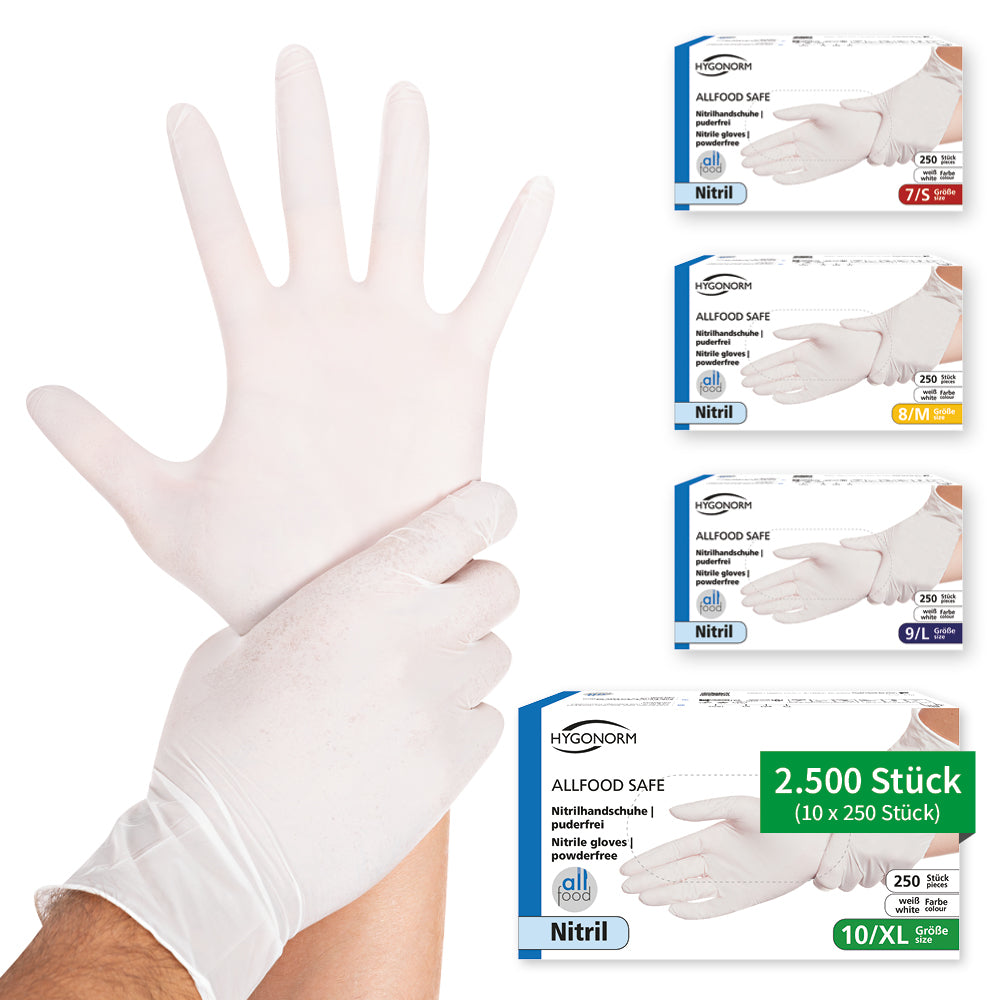 Nitrilhandschuhe Allfood Safe | puderfrei - weiß