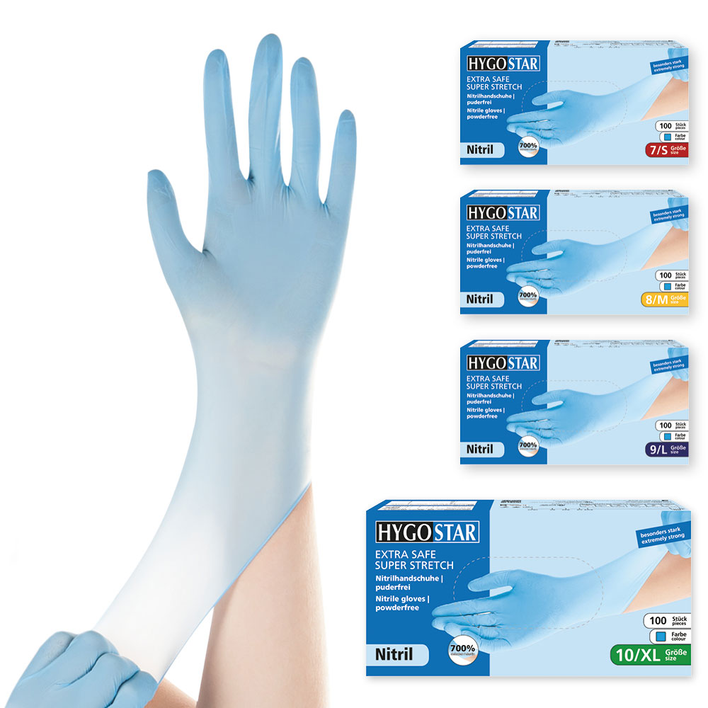 Nitrilhandschuhe Extra Safe Super Stretch, puderfrei - blau