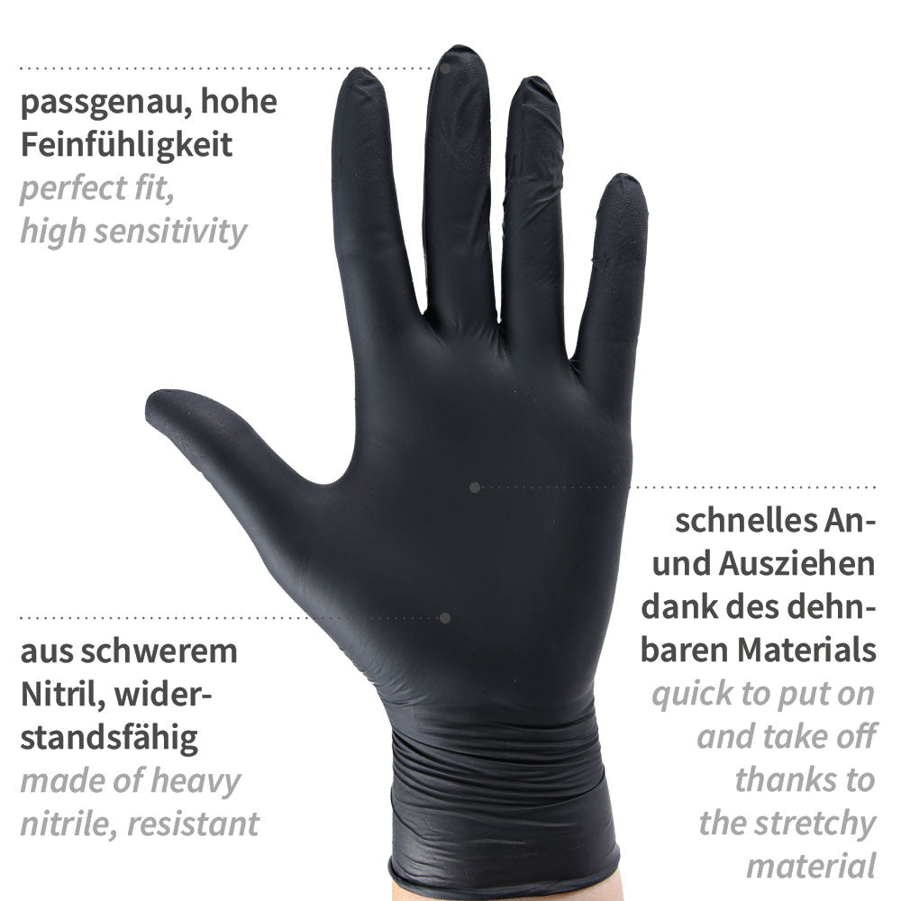 Nitrilhandschuhe Extra Safe Super Stretch, puderfrei - schwarz
