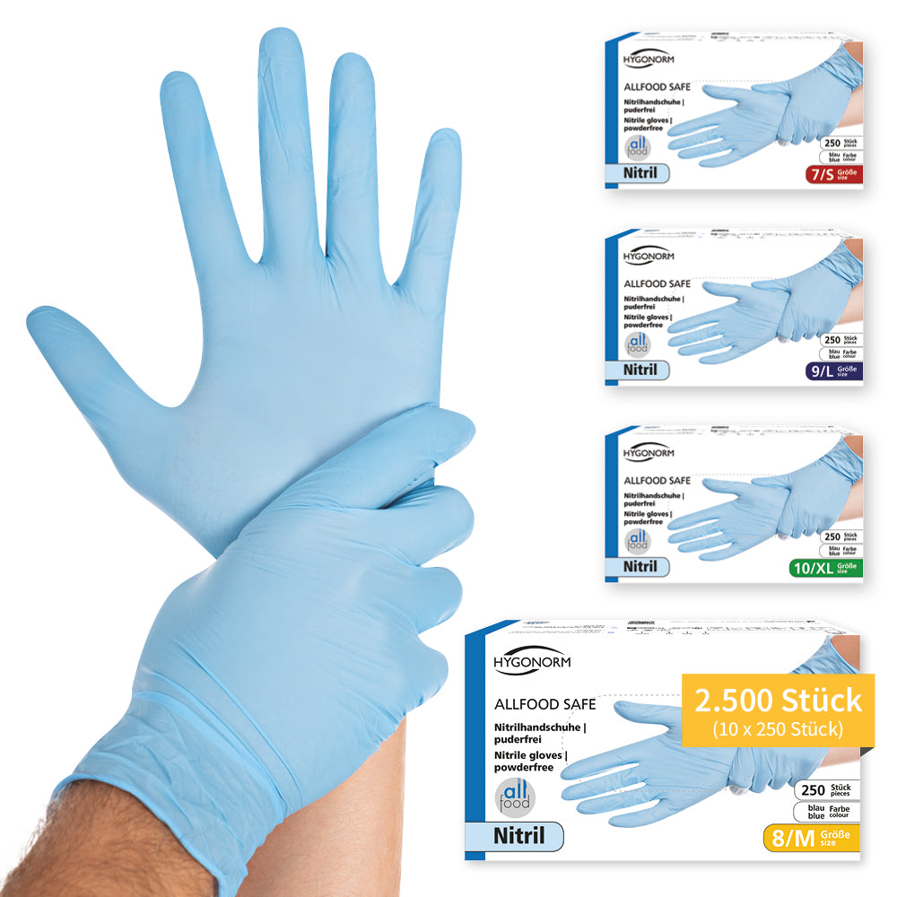 Nitrilhandschuhe Allfood Safe | puderfrei - blau