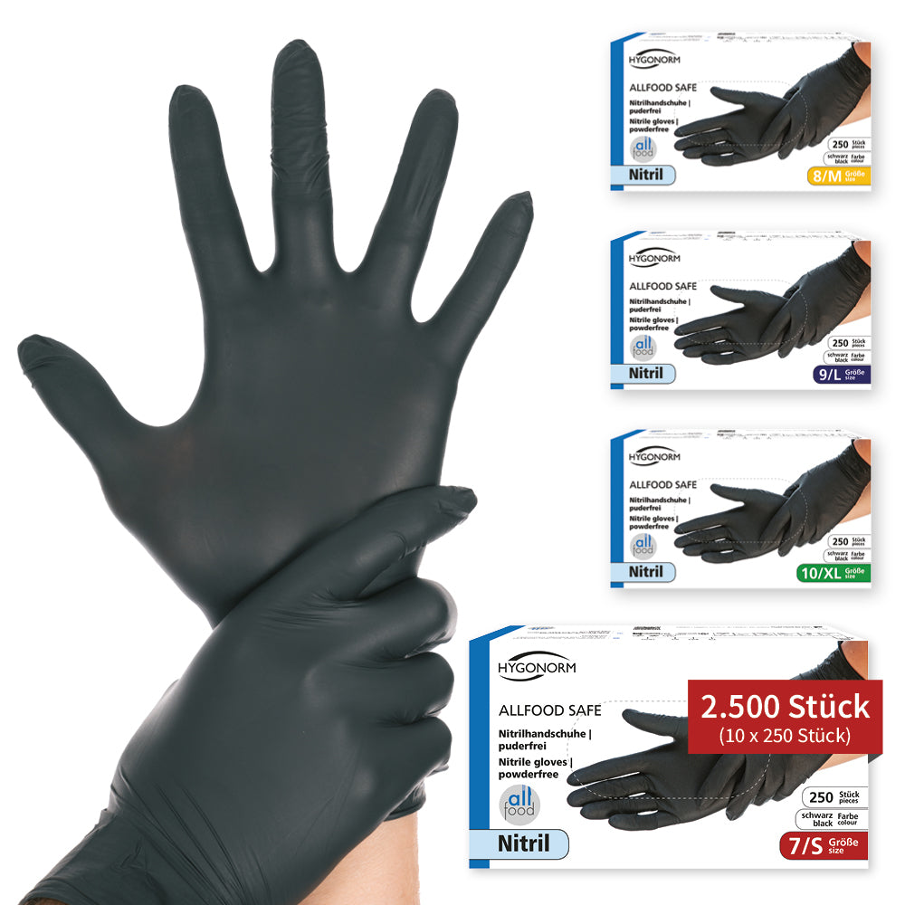 Nitrilhandschuhe Allfood Safe | puderfrei - schwarz