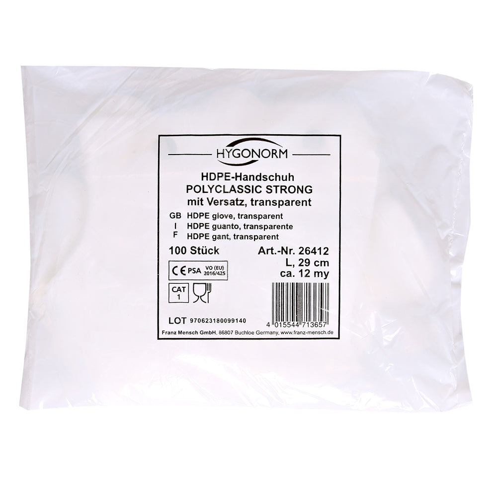 HDPE-Handschuhe Polyclassic Strong | mit Versatz - transparent