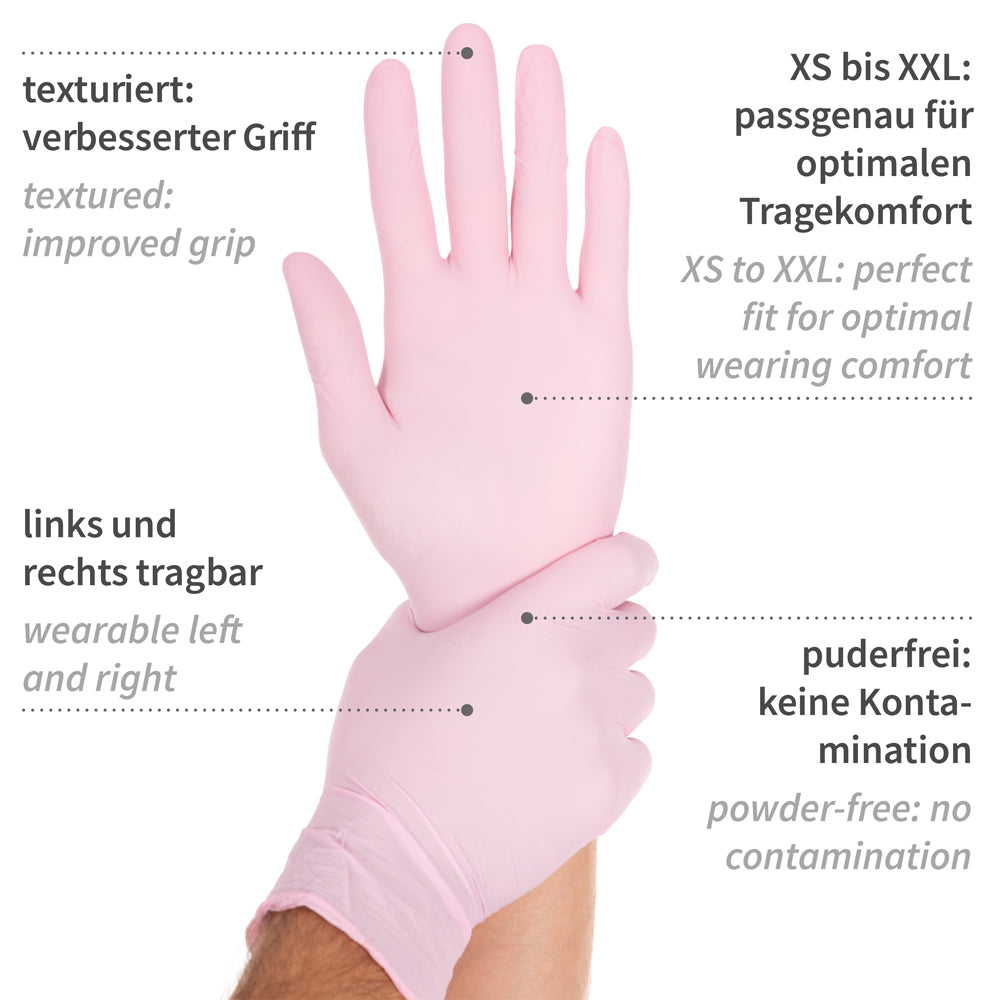 Nitrilhandschuhe Safe Light | puderfrei - rosa