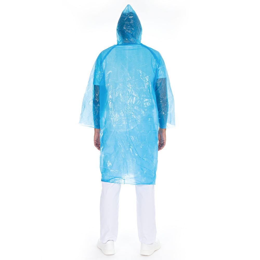 Besucherkittel Light mit Druckknöpfen, Kapuze | PE - blau