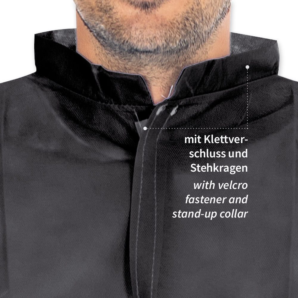 Besucherkittel mit Klettverschluss, Stehkragen | PP - schwarz