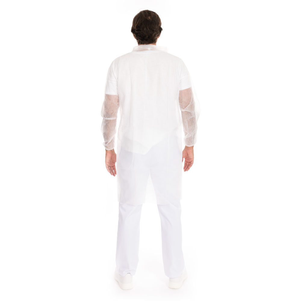 Besucherkittel Eco mit Druckknöpfen, Hemdkragen | PP - weiß