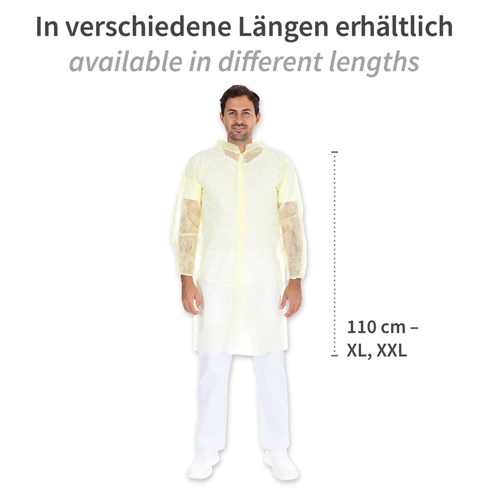 Besucherkittel Light mit Druckknöpfen, Stehkragen | PP - gelb