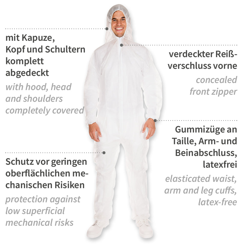Overalls mit Kapuze | PP - weiß