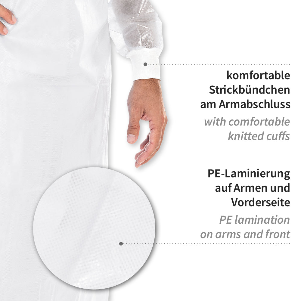 Schutzkittel Protect Typ PB 4B + PB 6B | PP, PE teil-laminiert - weiß
