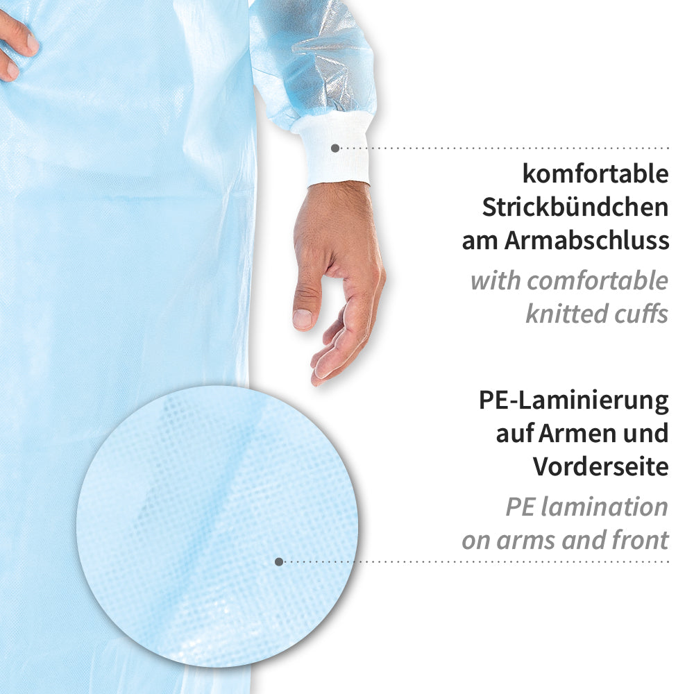 Schutzkittel Protect Typ PB 4B + PB 6B | PP, PE teil-laminiert - blau