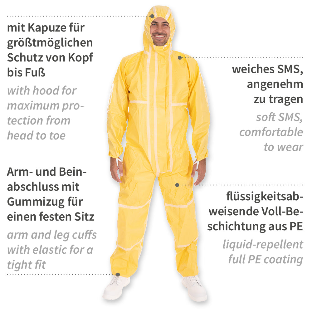 Overalls ChemicalStar Typ 3B+4B+5B+6B | SMS/PE - gelb
