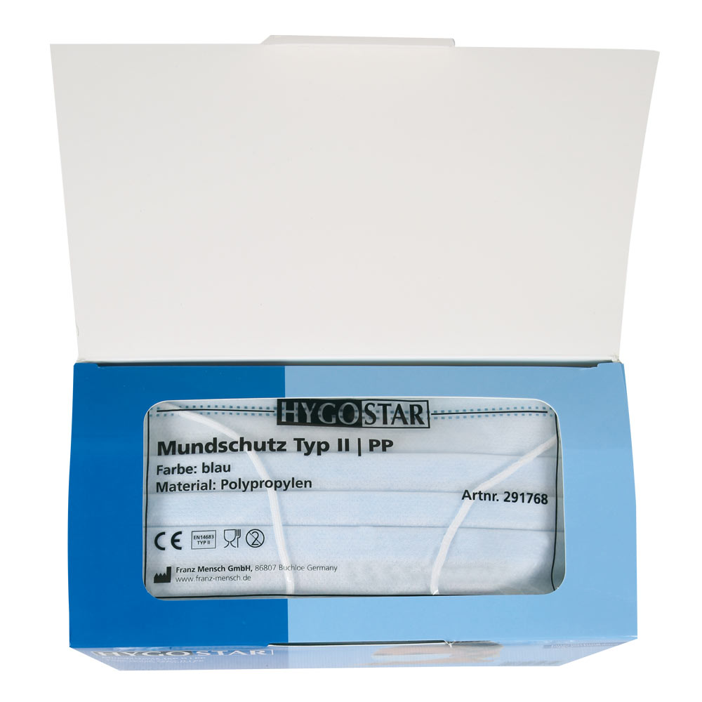 Mundschutz Typ II, 3-lagig | PP, einzeln verpackt - blau