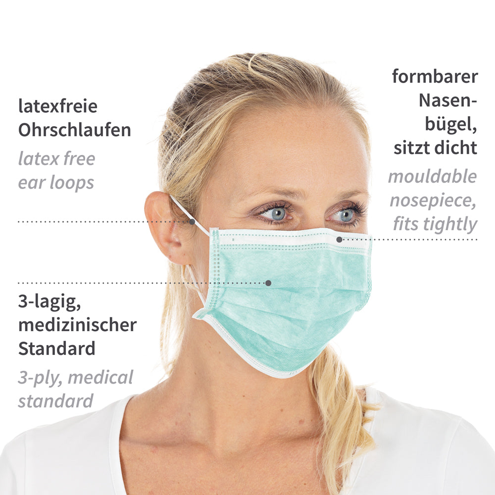 Mundschutz Typ II, 3-lagig | PP - grün