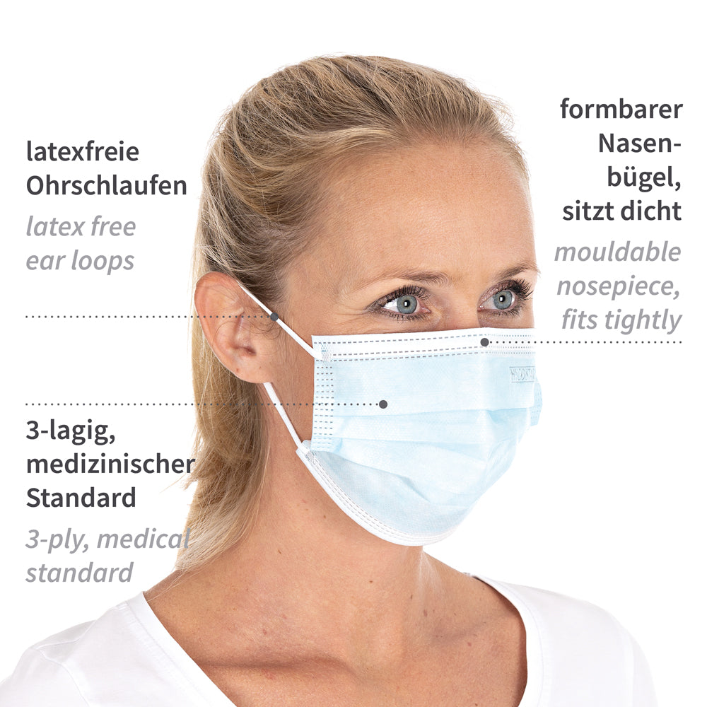 Mundschutz Typ II, 3-lagig | PP - blau