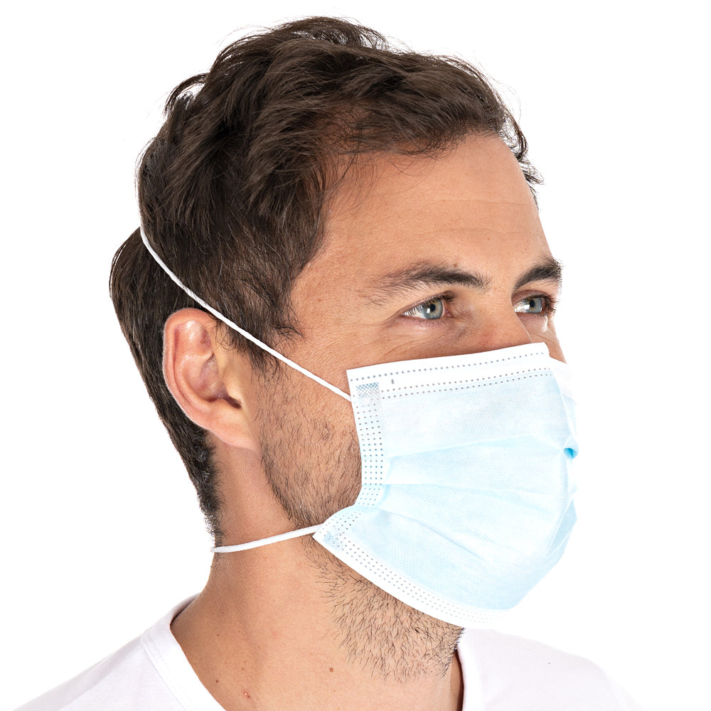 Mundschutz Typ II, 3-lagig | PP, Kopfband - blau