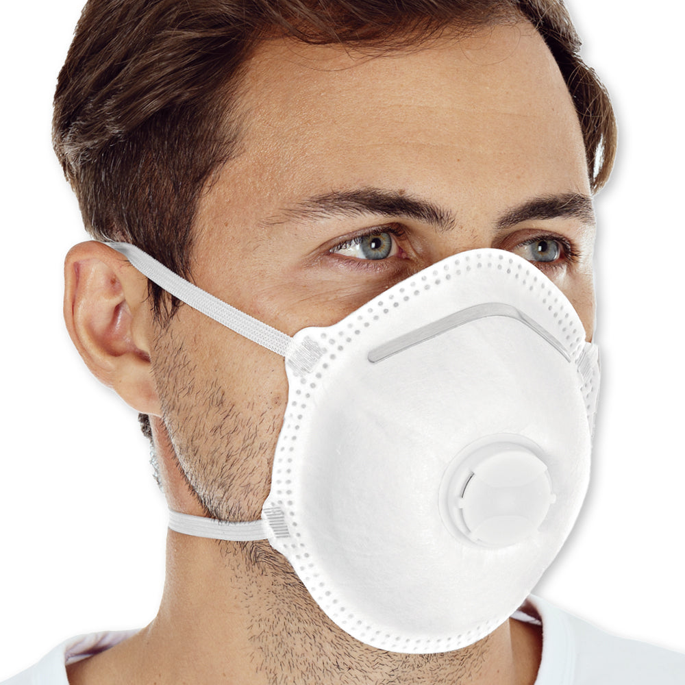 Atemschutzmasken FFP2 NR mit Ventil, vorgeformt | PP, Sparpack - weiß