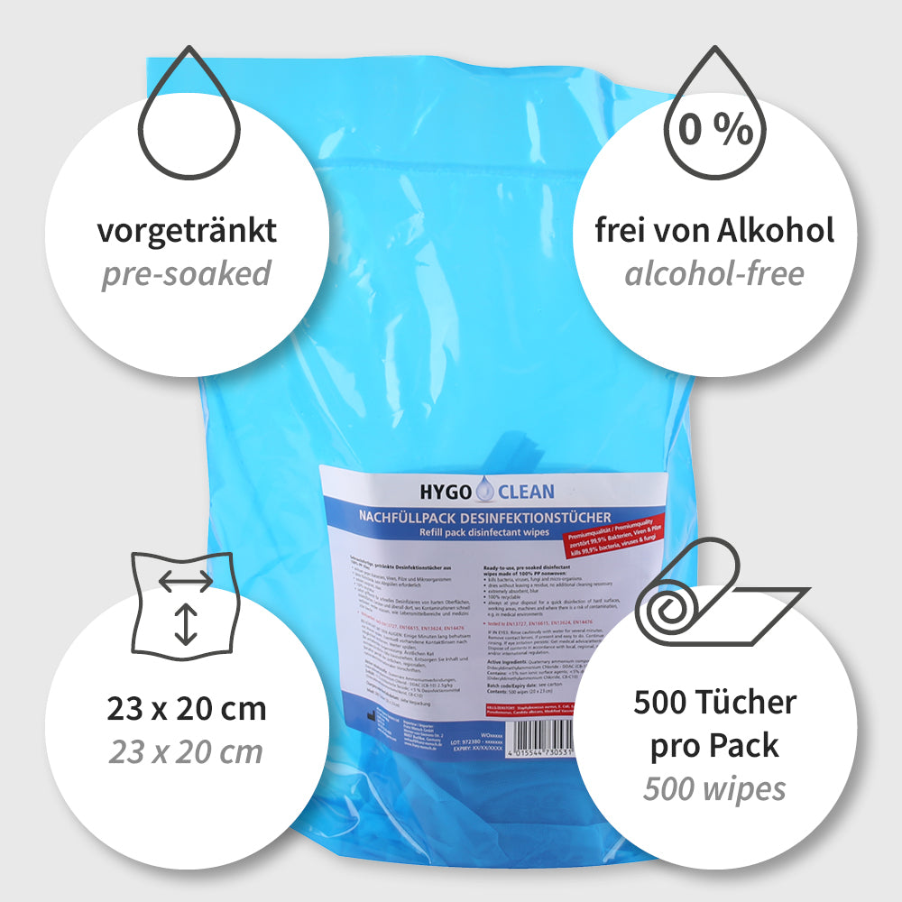 Desinfektionstücher alkoholfrei | PP - blau