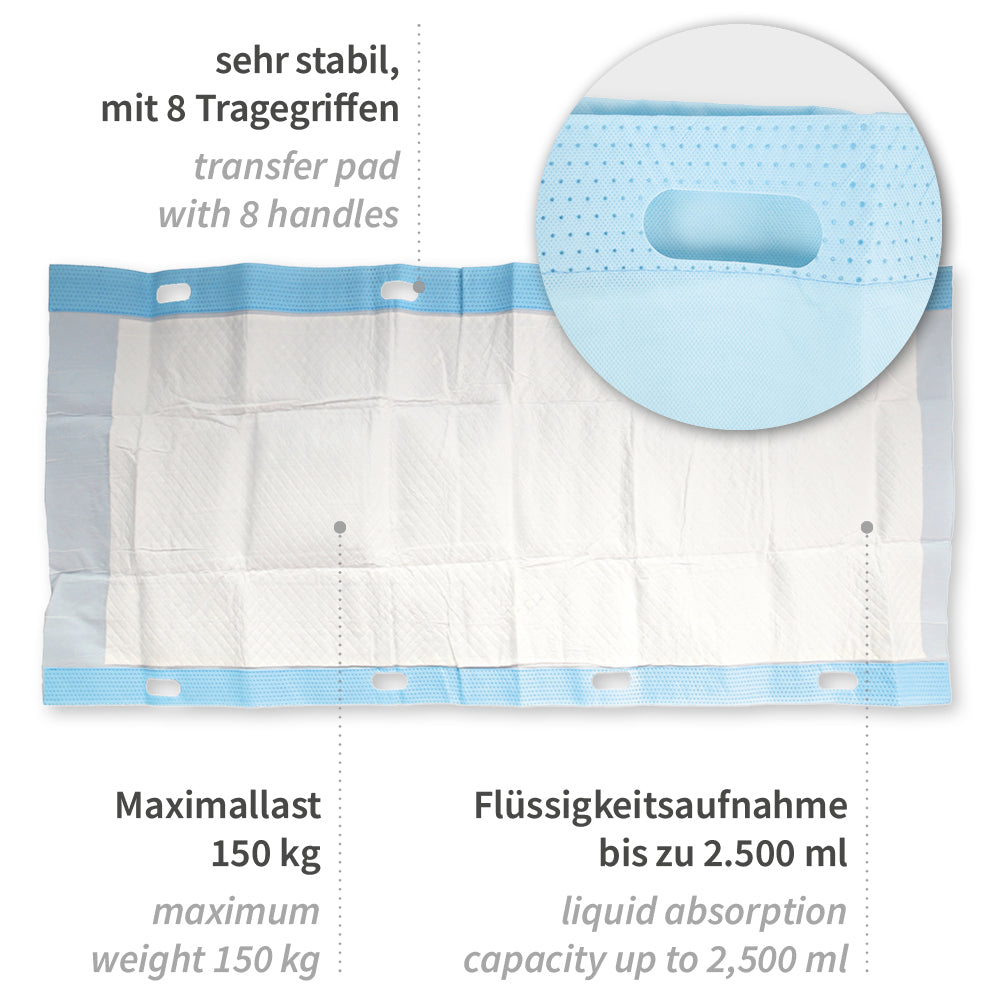 Umbettungslaken absorbierend | PP/Zellulose/PE - blau-weiß