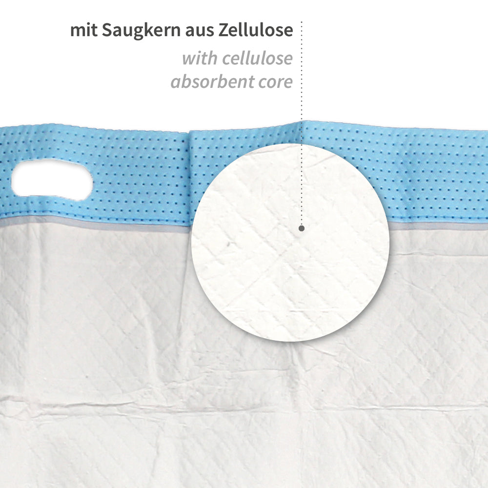 Umbettungslaken absorbierend | PP/Zellulose/PE - blau-weiß