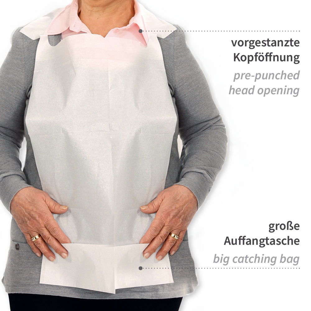 Lätzchen Light, mit Kopföffnung | Papier, PE-Beschichtung - weiß