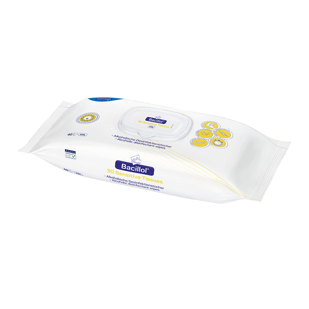 Hartmann Bacillol® 30 Sensitive Tissues, XXL, Alkoholische Desinfektionstücher - weiß