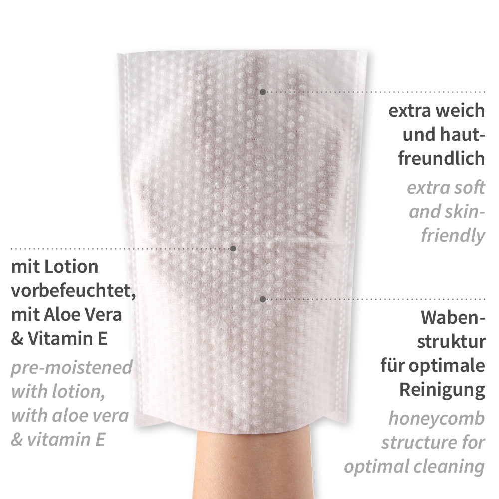 Meditrade BeeSana® Feuchte Waschhandschuhe, Flowpack - weiß