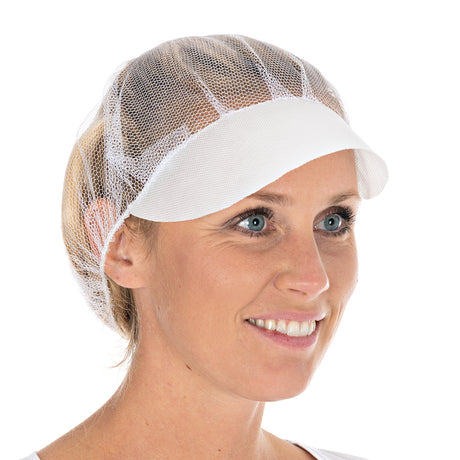 Baretthauben Honeycomb mit Schirm | Nylon - weiß