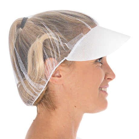 Baretthauben Honeycomb mit Schirm | Nylon - weiß