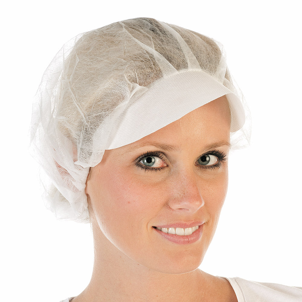 Baretthauben mit Schirm | PP - weiß