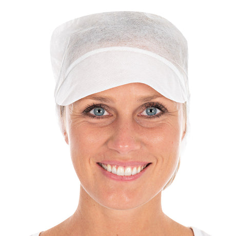 Schirmmützen mit Haarnetz Eco | PP - weiß