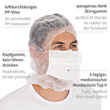 Astrohauben mit 3-lagigem Mundschutz | PP - weiß