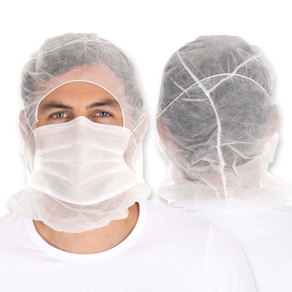 Astrohauben mit 2-lagiger Mund-Nasen-Maske | PP - weiß