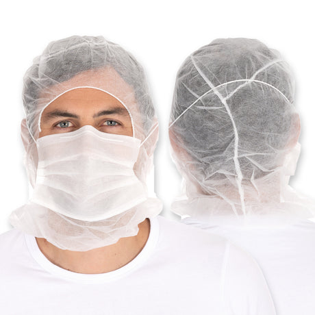 Astrohauben mit 2-lagiger Mund-Nasen-Maske | PP - weiß