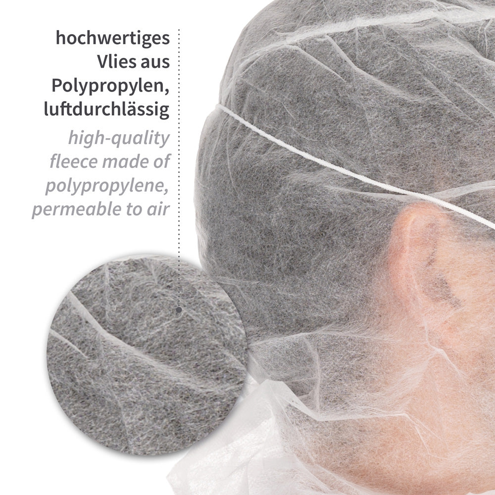 Astrohauben mit 2-lagiger Mund-Nasen-Maske | PP - weiß