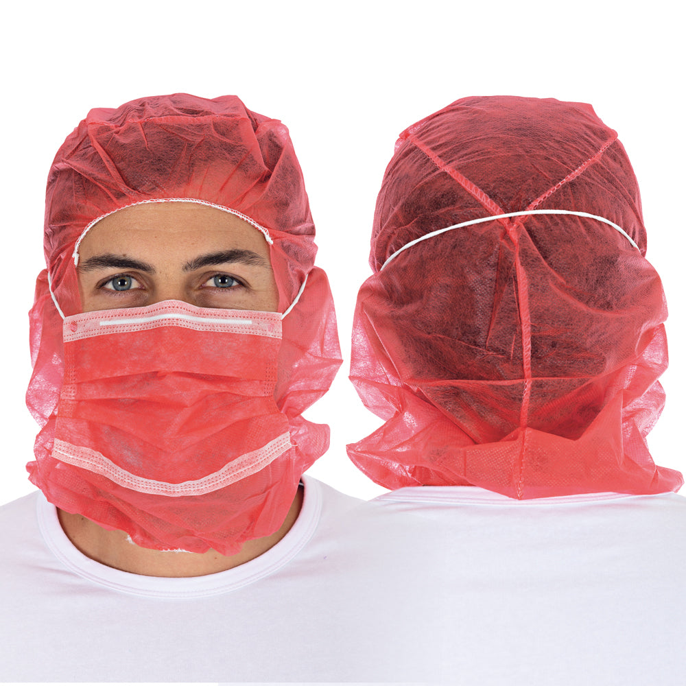 Astrohauben mit 2-lagiger Mund-Nasen-Maske | PP - rot