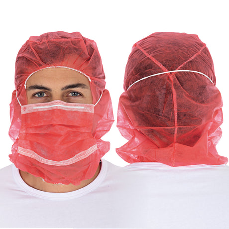 Astrohauben mit 2-lagiger Mund-Nasen-Maske | PP - rot