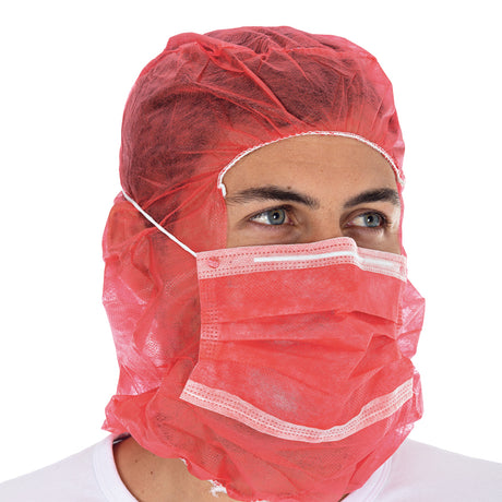 Astrohauben mit 2-lagiger Mund-Nasen-Maske | PP - rot
