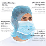 Astrohauben mit 3-lagigem Mundschutz | PP - blau