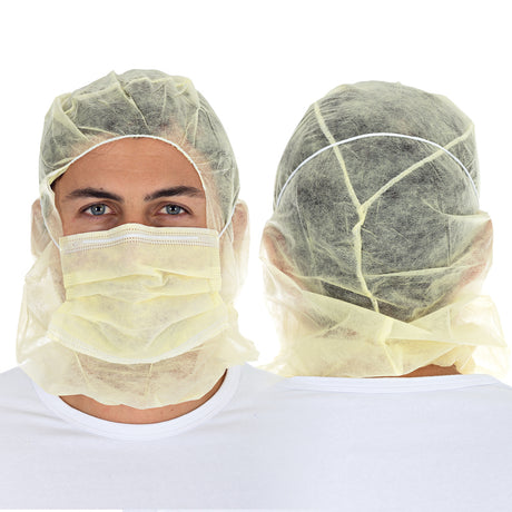 Astrohauben mit 2-lagiger Mund-Nasen-Maske | PP - gelb