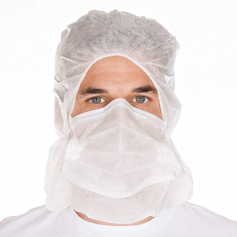 Astrohauben mit 2-lagiger Mund-Nasen-Maske | SMS - weiß