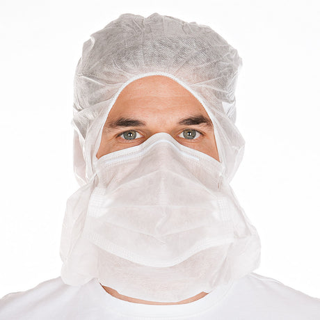 Astrohauben mit 2-lagiger Mund-Nasen-Maske | SMS - weiß